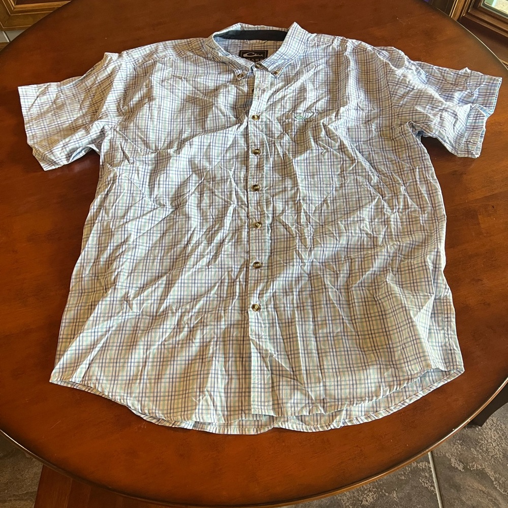 Drake Casual Plaid Button Down Shirt - Blue and White